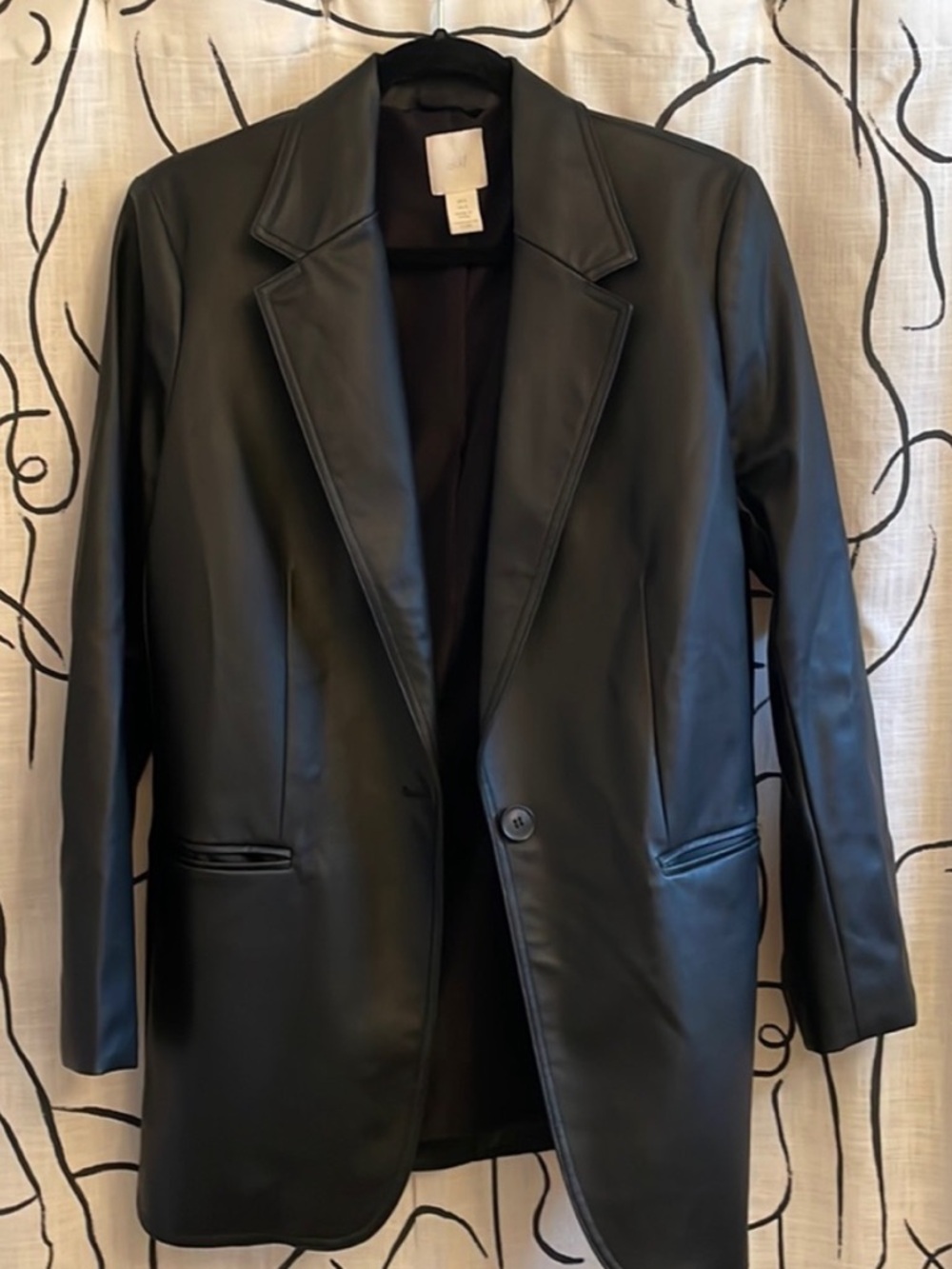 H&M Black Faux Leather Blazer Jacket